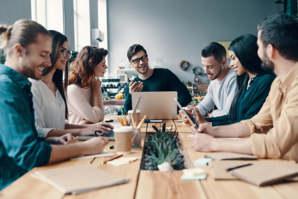 A marketing team having a meeting